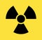 Round Radiation sign on yellow background, vector illustration