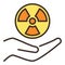 Round Radiation symbol on Hand vector colored icon or design element
