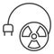 Round Radiation symbol with Plug vector icon or symbol in outline style