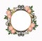 Round ranunculus flowers decoration  frame