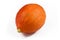 Round `Red Kuri` squash, also called `Hokkaido` squash, a round orange autum vegetable with thik skin on white background