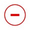 Round red minus sign line icon, button, remove, negative symbol isolated on a white background.