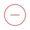 Round red thin line minus sign icon, button, remove, negative symbol isolated on a white background.