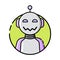 Round robot icon line style on white background