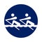 Round Rowing pictogram, new sport icon in blue circle