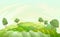 Round rural vegetables and grassy hills. Farm cute landscape. Funny cartoon design illustration. Summer pretty sky. Flat