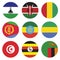a round shape consisting of the flags of Lesotho, Kenya, Tunisia, Ukraine, Cameroon, and several other countries