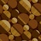 Round shapes seamless pattern in wood brown colors