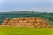 Round sheaves of hay in rolls. Background with copy space