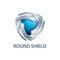Round shield logo concept design. three dimensional style. 3D Symbol graphic template element
