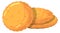 Round shortbread biscuit cartoon icon. Salty snack