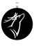 Round silver medallion - pendant with black enamel and a deer image - stock illustration. Jewelry with the image of a deer