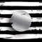 Round silver stamp vector illustration. Glittering metallic circle on striped black background. Shining grunge element