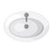 A round sink with faucet and water hole isolated on a white background, a vector 3D plumbing top view in mixed media