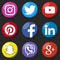 Round social media logo or social media icon template set. Social network web button.