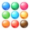 Round Spheres Set Vector. Set Opaque Multicolored Spheres With Glares, Shadows. Abstract Ellipse, Ball, Bubble, Button