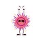 Round spiky pink germ monster with angry face