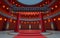 Round stage in the ancient round house, Chinese classical round house, 3d rendering. Translation: blessing