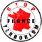 Round stamp with a message stop terrorism in France