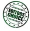 Round stamps with text: Editors choice, in grunge look