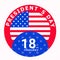 Round sticker Happy presidents day United States of America USA. Isolated on white background. February 18