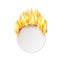 Round sticker or label with fire, advertising for sales