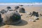 Round Stones protruding from the sea / Meoraki boulders landscape