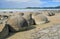 Round Stones protruding from the sea / Meoraki boulders landscape