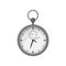 Round stopwatch in gray steel case with ring on top. Mechanical device for measuring time. Flat vector for mobile app or