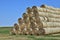 Round straw bales, bale stack.