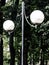 round street lamp in the Park in summer