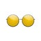 Round sunglasses 3D. Summer sunglass shade isolated white background. Fun color sun glass. Realistic design eye sight