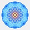Round symmetrical digital ornament. Abstract Blue Yellow Mandala
