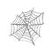 Round symmetrical spider web one line art. Continuous line drawing of halloween theme, gothic, horrible, scary.