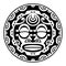 Round tattoo ornament with sun face maori african aztec maya style