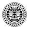 Round tattoo ornament with sun face maori style. African, aztecs or mayan ethnic mask.