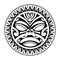 Round tattoo ornament with sun face maori style. African, aztecs or mayan ethnic mask.