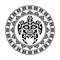 Round tattoo ornament with turtle maori style. African, aztecs or mayan ethnic style.