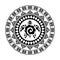 Round tattoo ornament with turtle maori style. African, aztecs or mayan ethnic style.