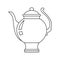 Round teapot on high stem on isolated background, Doodle style