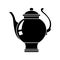 Round teapot on high stem on isolated background, Doodle style. Silhouette.