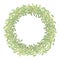 Round thick lush vector wreath of oak leaves of different shades isolated object on a white background