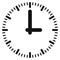 Round time scale icon. Clock black symbol
