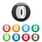 Round tire icons set color