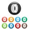 Round tire icons set color vector