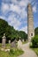 Round tower and cemetery in Glendalough, Ireland