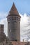 A round tower in Our Lady of Bruges church grounds