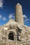 Round tower and temple. Clonmacnoise. Ireland