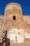 Round tower or turret in  defensive walls of Niebla castle, in Huelva, Andalucia, Spain