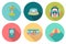 Round travel flat colour Icons